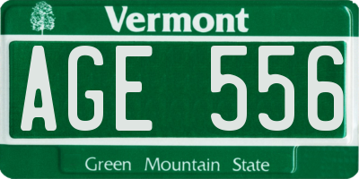 VT license plate AGE556