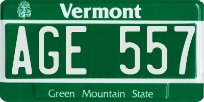 VT license plate AGE557