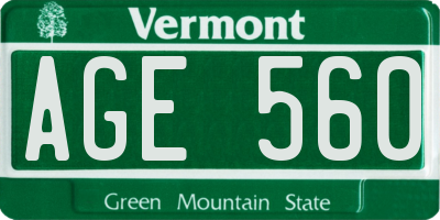 VT license plate AGE560