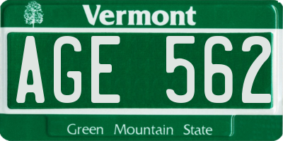 VT license plate AGE562