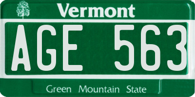 VT license plate AGE563