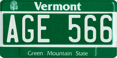 VT license plate AGE566