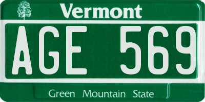 VT license plate AGE569