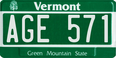 VT license plate AGE571