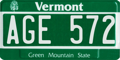 VT license plate AGE572