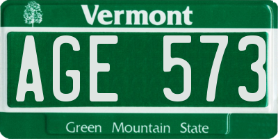VT license plate AGE573