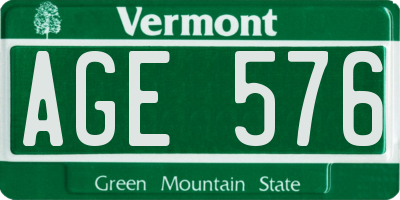 VT license plate AGE576