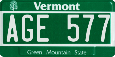 VT license plate AGE577