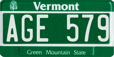 VT license plate AGE579