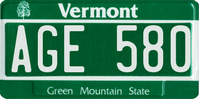 VT license plate AGE580