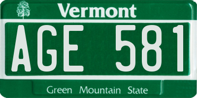 VT license plate AGE581