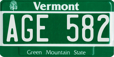 VT license plate AGE582