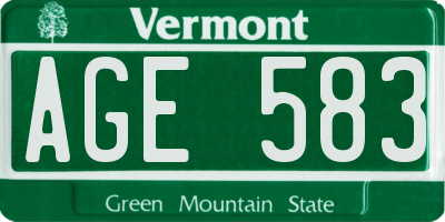 VT license plate AGE583