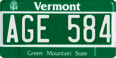 VT license plate AGE584