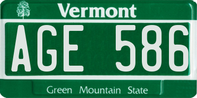 VT license plate AGE586