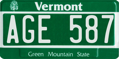 VT license plate AGE587
