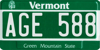 VT license plate AGE588