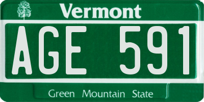 VT license plate AGE591