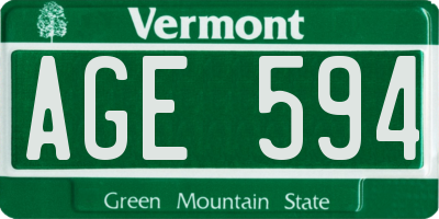 VT license plate AGE594