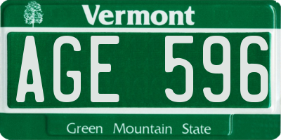 VT license plate AGE596