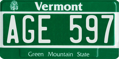 VT license plate AGE597