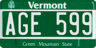 VT license plate AGE599