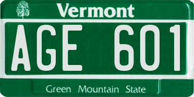VT license plate AGE601