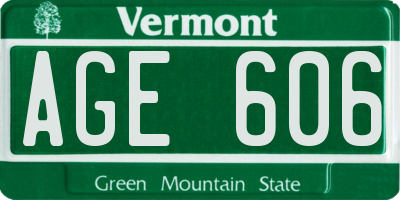 VT license plate AGE606