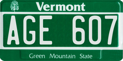 VT license plate AGE607