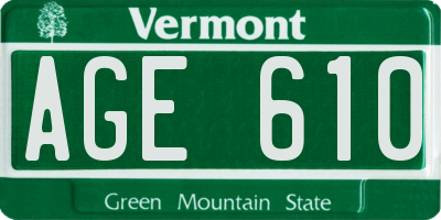 VT license plate AGE610