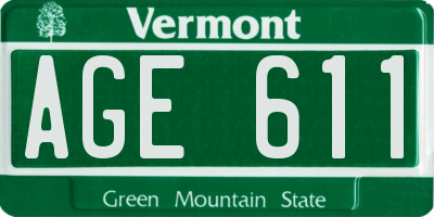 VT license plate AGE611