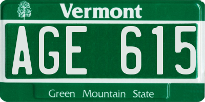 VT license plate AGE615