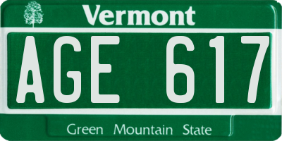 VT license plate AGE617