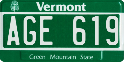 VT license plate AGE619