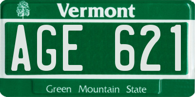 VT license plate AGE621
