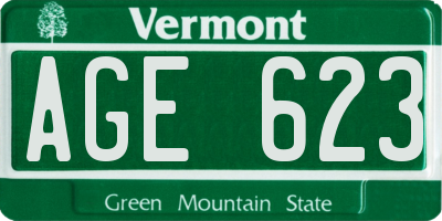 VT license plate AGE623