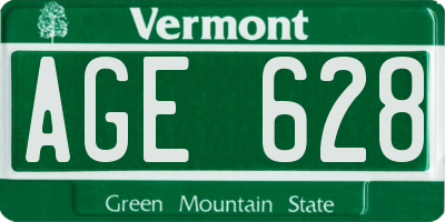 VT license plate AGE628