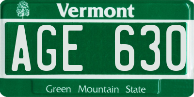 VT license plate AGE630