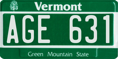 VT license plate AGE631