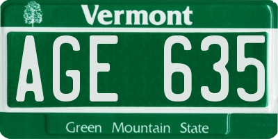 VT license plate AGE635