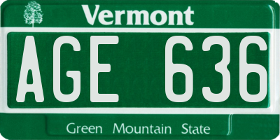VT license plate AGE636