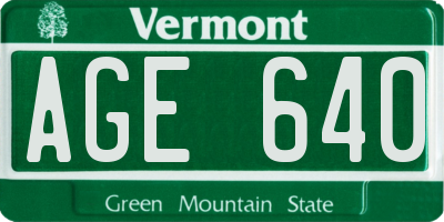 VT license plate AGE640