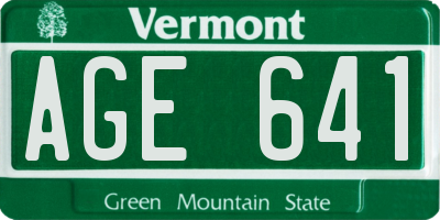 VT license plate AGE641