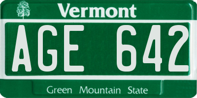 VT license plate AGE642