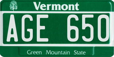 VT license plate AGE650