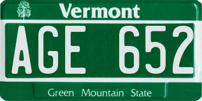 VT license plate AGE652