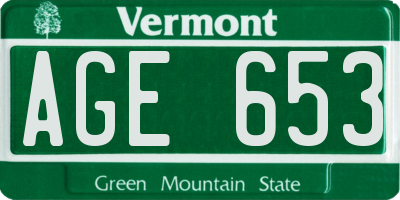 VT license plate AGE653