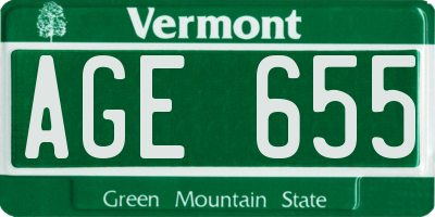 VT license plate AGE655