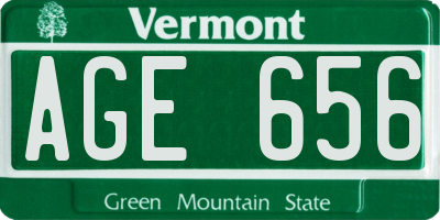 VT license plate AGE656