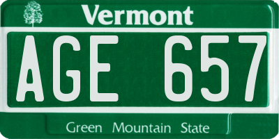 VT license plate AGE657